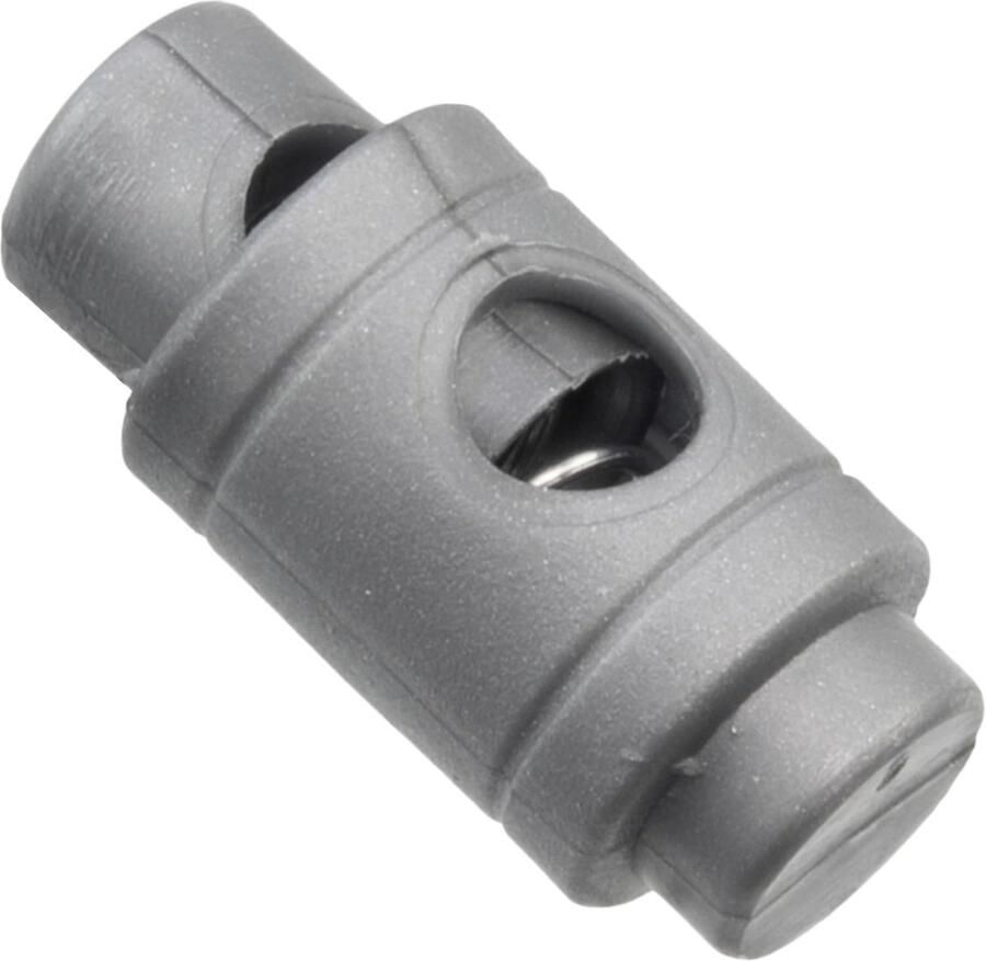 Lot van 12 cilindrische veerlusblokkers met 1 gat stop knoop stop cordon opening 5 mm van kunststof kleur zilver