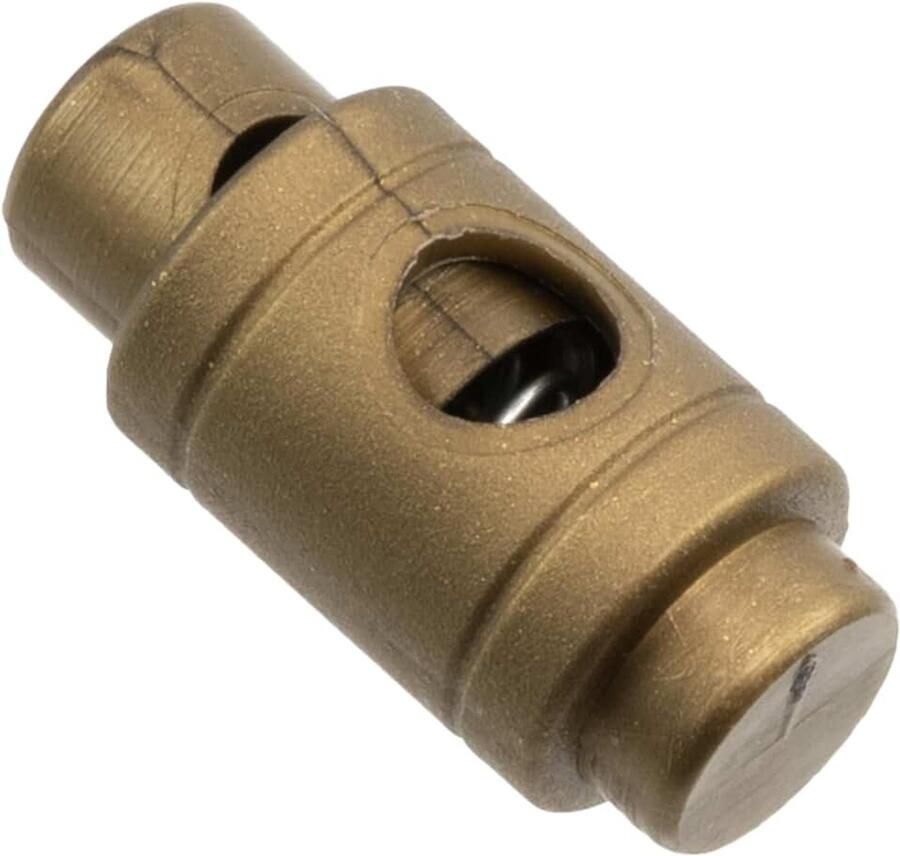 Lot van 12 cilindrische veerlusblokkers met 1 gat stop knoop stop cordon opening 5 mm van kunststof kleur gouden