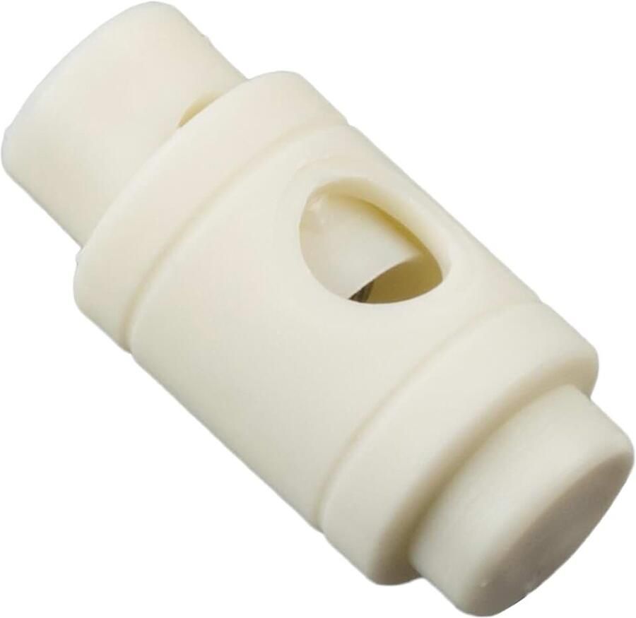 Lot van 12 cilindrische veerlusblokkers met 1 gat stop knoop stop cordon opening 5 mm van kunststof kleur ecru