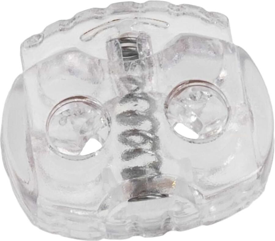 Lot van 12 ovale veerblokkeerders 17 mm met 2 gaten stop serre stopkoord opening 3.5 mm van plastic kleur transparant wit