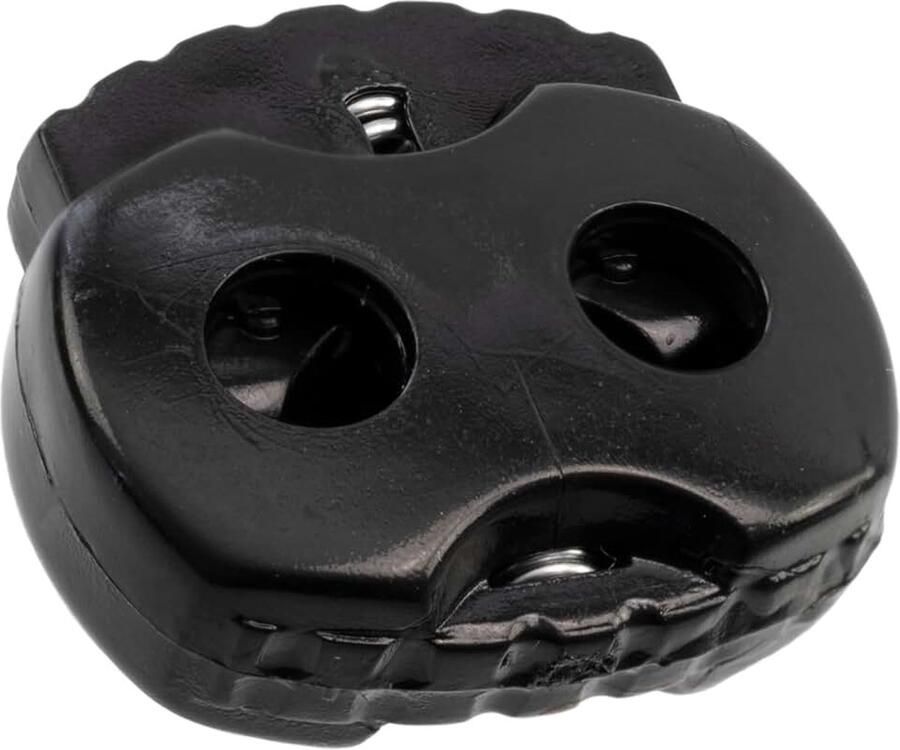 Lot van 12 ovale veerblokkeerders 17 mm met 2 gaten stop serre stopkoord opening 3.5 mm van plastic kleur zwart