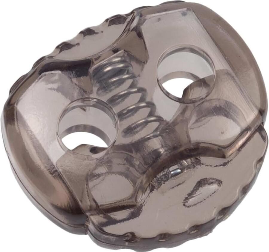 Lot van 12 ovale veerblokkeerders 22 mm met 2 gaten stop serre stopkoord opening 4.5 mm van plastic kleur transparant bruin