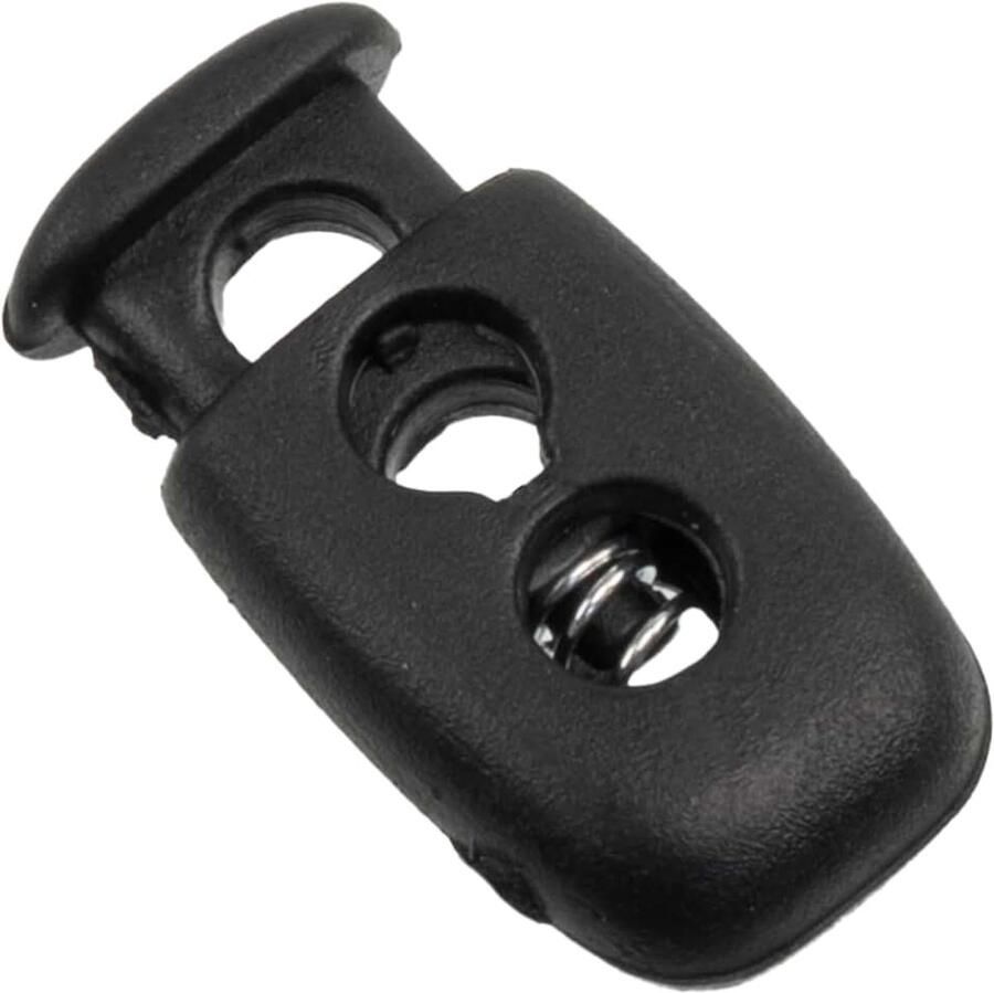 Lot van 12 veer-sluitingen met 2 gaten openingen 3.5 mm van kunststof kleur zwart aanpassing van veters kledingaccessoires
