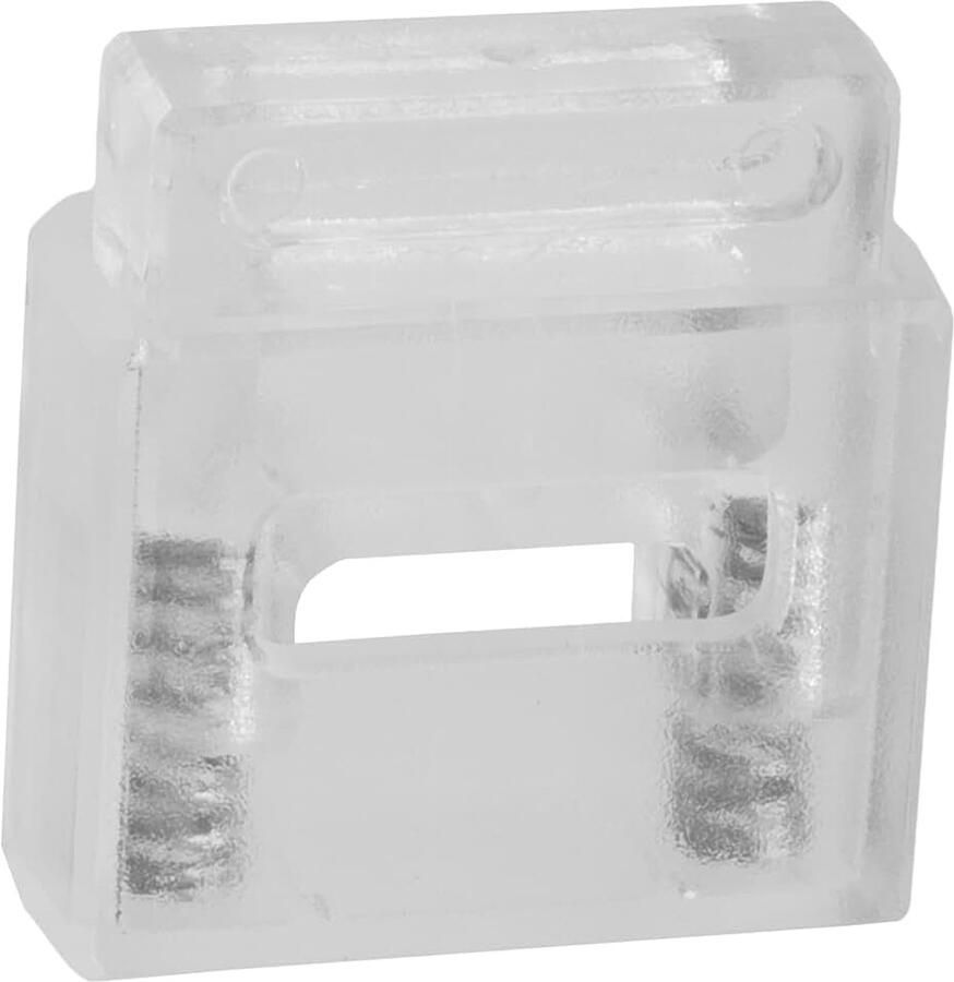 Lot van 12 vierkante veerklemmen met 1 gat stopper trekkoord opening 13 x 4 mm van kunststof kleur transparant wit
