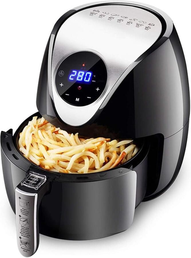 Lucht Friteuse Oven Frituurpan Gezond Eten Digitale Touch Control 4.5L Capaciteit Groen
