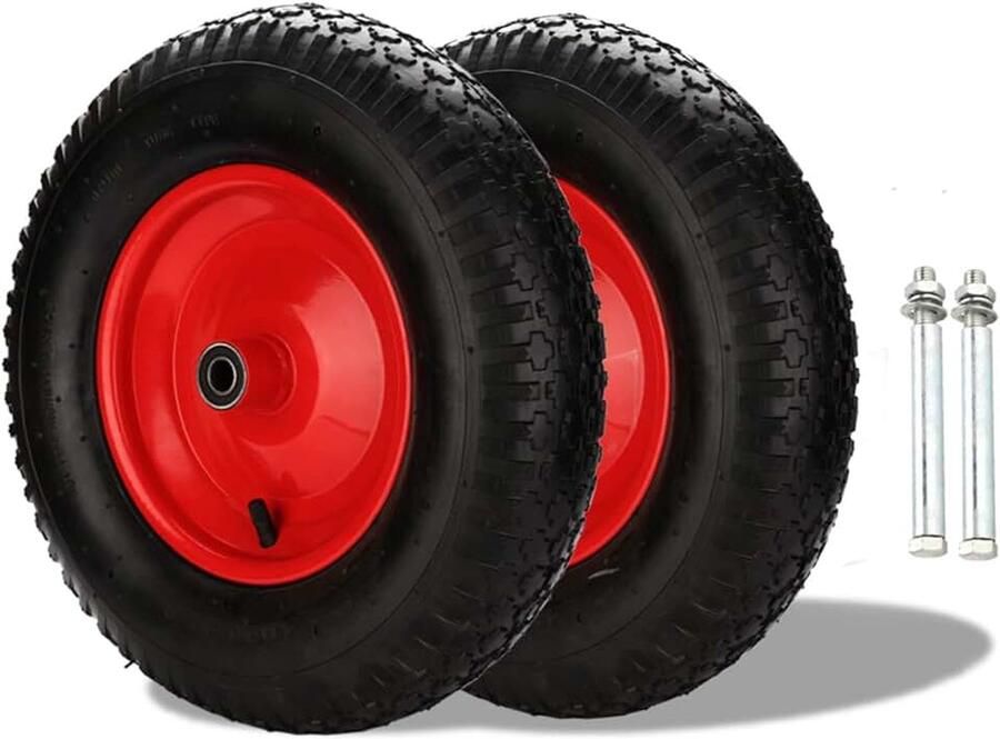 Luchtbanden 4.80 4.00-8 diameter 390 mm met as PU-rubberen band voor bolderkar zwart