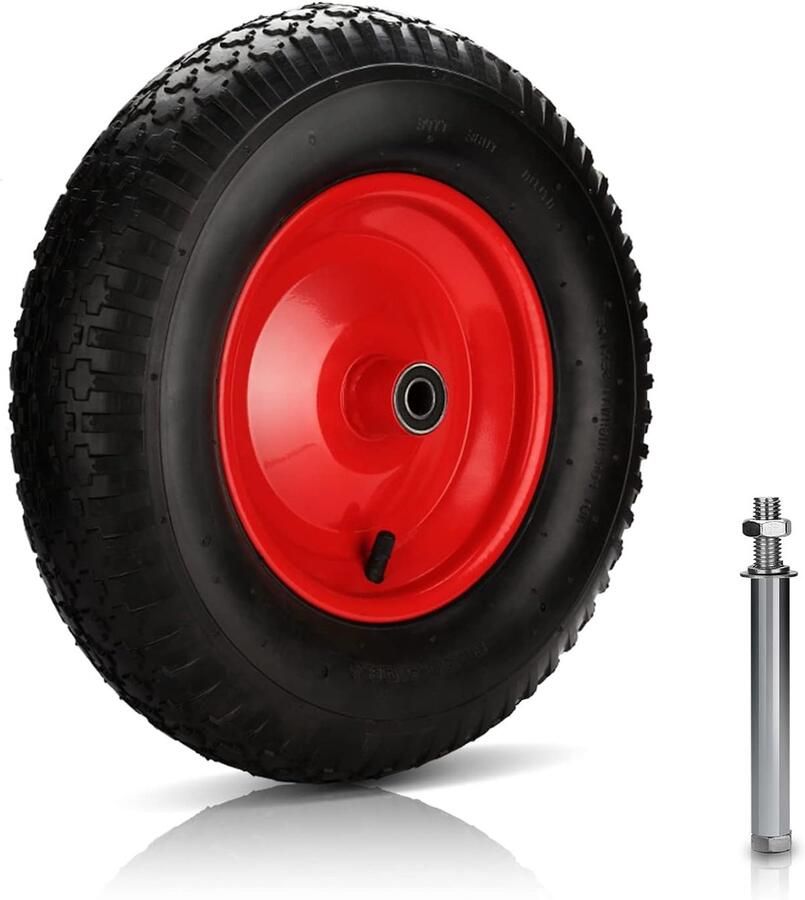 Luchtbanden met as banden met stalen velg 4.80 4.00-8 diameter 390 mm geelzwart rood reservewiel rubberen wiel kruiwagenwiel