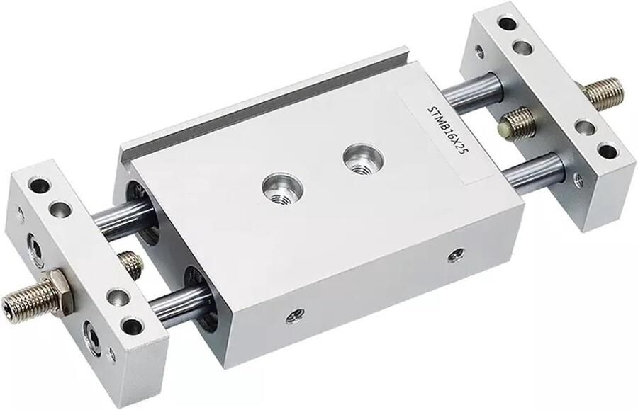 Luchtcilinder Dubbele zuigerschacht cilinder Industriële automatisering Verstelbare slag 20 25 mm binnendiameter Zilver