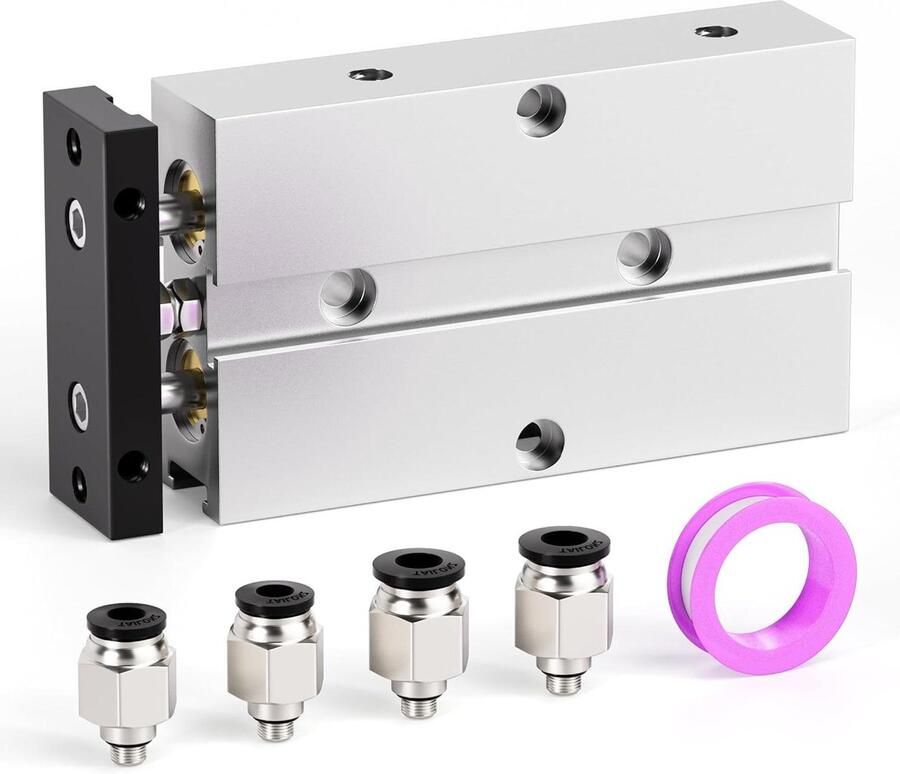 Luchtcilinder Dubbelwerkende Cilinder Industriële Automatisering Dubbele Stang 20mm Boring 75mm Slag Aluminium