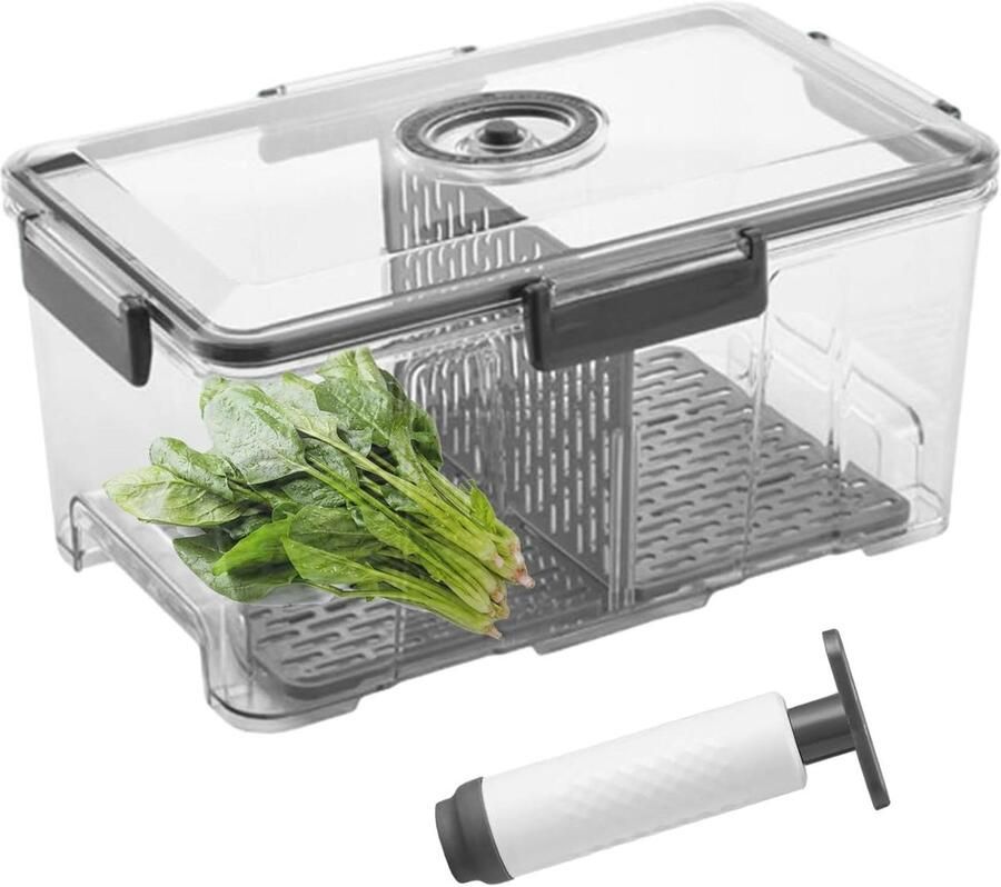 Luchtdichte Bewaardoos Vacuümcontainer Opbergdoos Voedsel Vers Houden Met Timer Deksel 37.6 x 26.2 x 21.5 cm