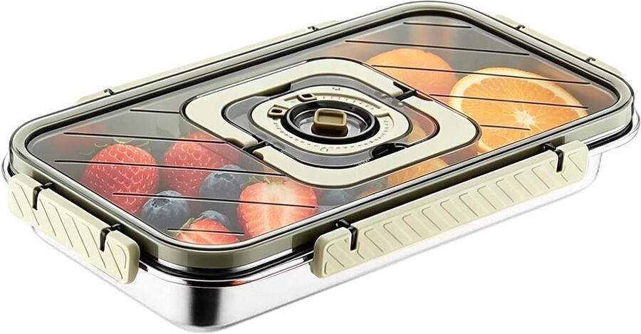 Luchtdichte Broodtrommel Roestvrijstalen Broodbak Brood Vers Houden Met Datummarkering 36 x 20.2 x 8.5 cm Zilver