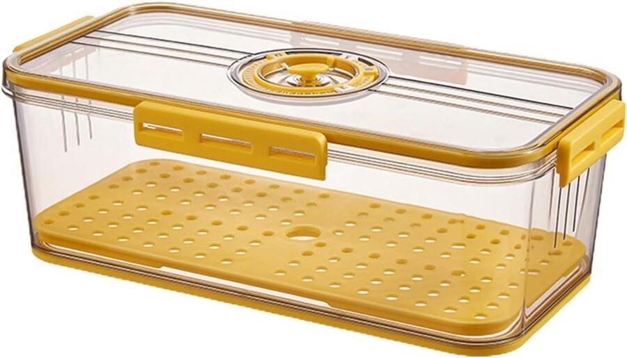 Luchtdichte Broodtrommel Broodcontainer Vershouddoos Brood Vers Houden Instelbaar Luchtventiel 335 x 185 x 12 cm Geel