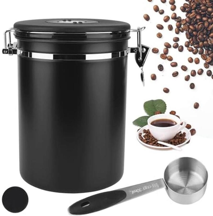 Luchtdichte Koffiecontainer van Roestvrij Staal met Vacuümdeksel en Lepe