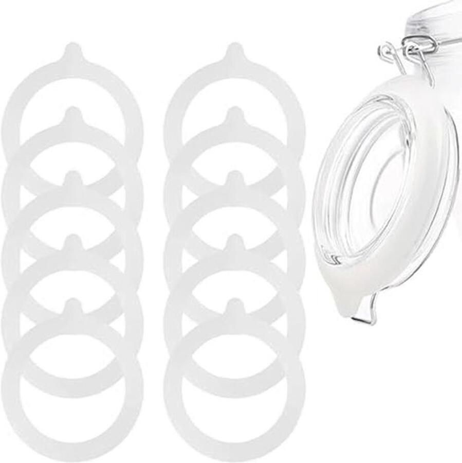 Luchtdichte siliconen afdichtingen voor glazen containers – set van 10 – ideaal voor voedselopslag