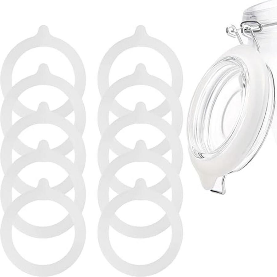 Luchtdichte siliconen afdichtingen voor glazen containers – set van 10 – ideaal voor voedselopslag