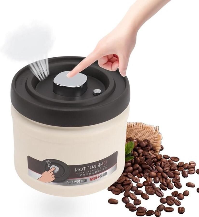 Luchtdichte voedselopslagcontainer van roestvrij staal vacuümsealer voor koffiebonen en andere etenswaren (750ML Beige)