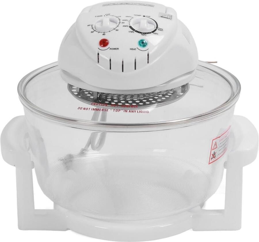 Luchtfriteuse 360 Graden Zichtbare Olievrije Voedselfriteuse 12 Liter Elektrische Friteuse met Ontdooifunctie 1200-1400 W 65-250 ℃ Temperatuur 60 Minuten Timer