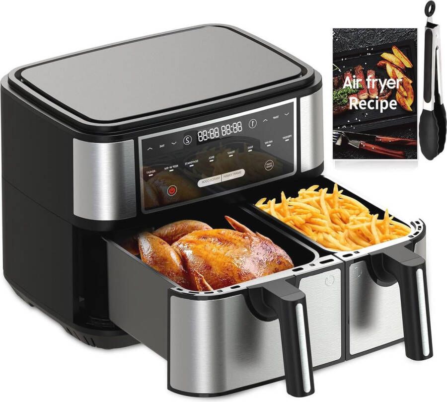 Luchtfriteuse 4L en 6L Compacte 8-in-1 Oven met Dubbele Zone en Receptenboek
