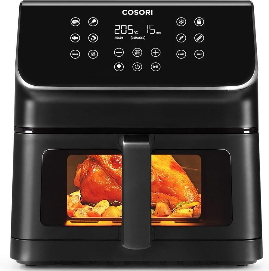 Luchtfriteuse 6 2 liter met venster 12 functies en instelbare temperatuur 75-205 °C