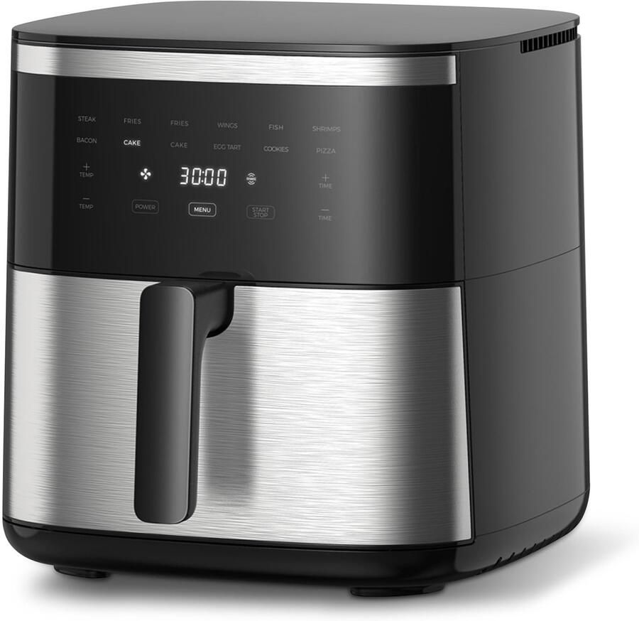 Luchtfriteuse 7 liter airfryer zonder olie met touchscreen XXL-friteuse 1800 W shake-modus one-touch-display tijd en temperatuur instelbaar 80-200 °C