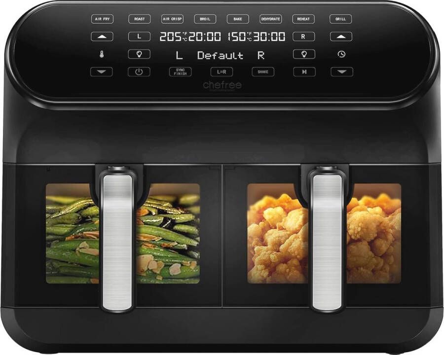 Luchtfriteuse 8 Liter met Dubbele Mand en LED Touchscreen 2400W 8 Programma's Energiebesparend