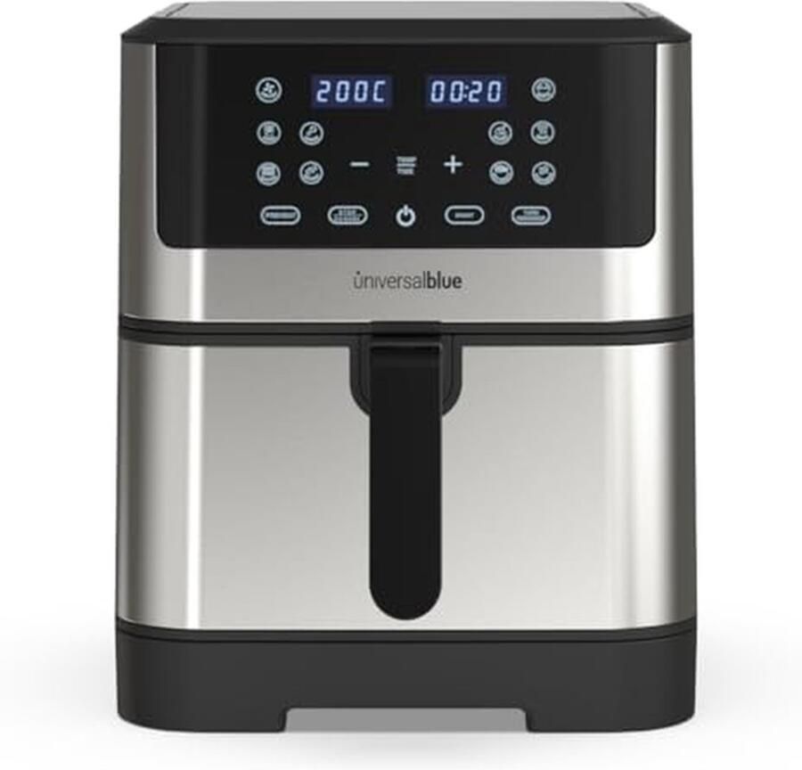 Luchtfriteuse 8 Liter met Timer en Touch-Bediening Zwart en Roestvrij Staal