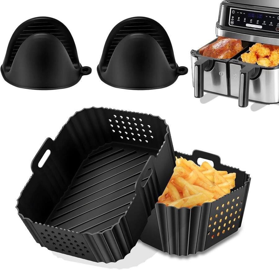 Luchtfriteuse Accessoires Airfryer Bakvorm Gezond Bakken Hittebestendig Siliconen 18.9 x 14.2 cm Grijs