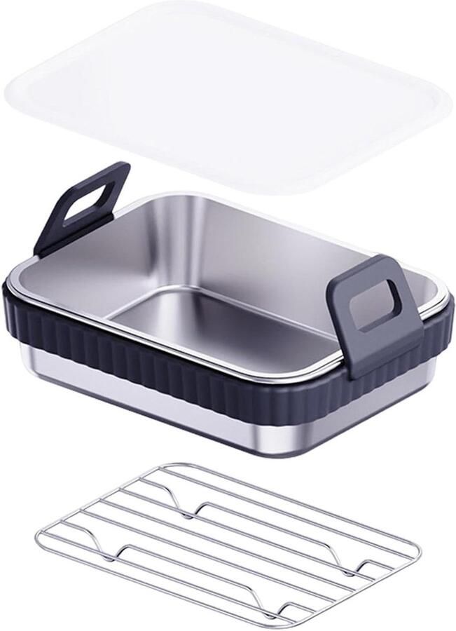 Luchtfriteuse Accessoires Airfryer Mand Bakplaat Knapperig Voedsel Bereiden Antiaanbaklaag 20x15x5.5cm Grijs