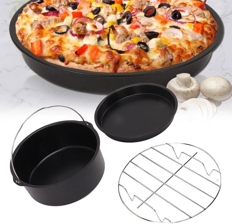 Luchtfriteuse Accessoires Bakvormen Set Koken en Bakken Vaatwasserbestendig 5-delig Zwart