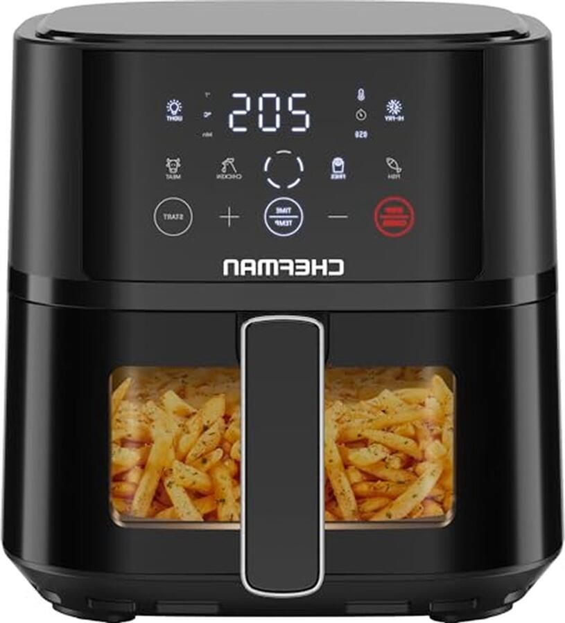 Luchtfriteuse Airfryer compact Snelle maaltijden bereiden Hoge frituurtechnologie 375 Liter Zwart