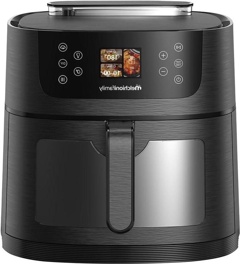 Luchtfriteuse Airfryer Frituurpan Gezond Koken AI Voedselherkenning 8 Liter Capaciteit Zwart