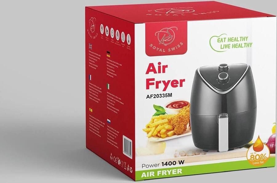 Luchtfriteuse Airfryer Hetelucht Gezond Frituren Olievrij Bakken 35 Liter Zwart