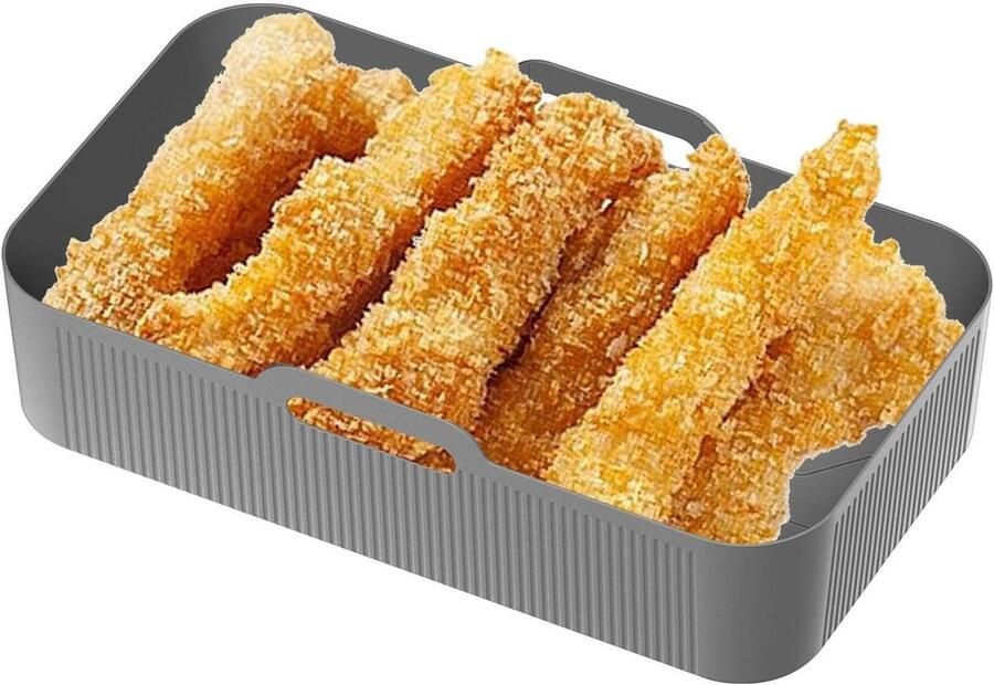 Luchtfriteuse bakvorm Siliconen inzetstuk Veelzijdig koken Anti-aanbak en herbruikbaar 32 x 20 x 9 cm Grijs