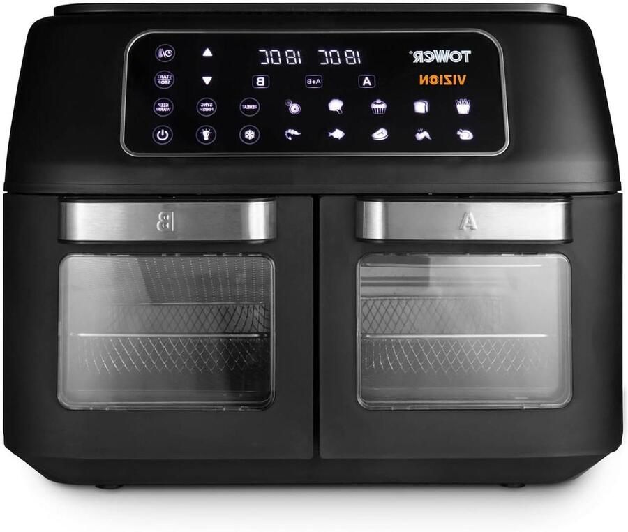 Luchtfriteuse Dubbel Vak Airfryer Oven Gezond Koken Sync Finish Functie 11 Liter Zwart