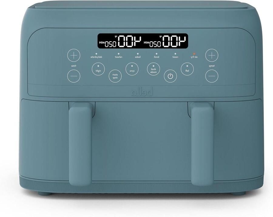 Luchtfriteuse Dubbele Mand Heteluchtfriteuse Airfryer Maaltijden Bereiden Afneembare Scheidingswand 4 Quarts Blauw