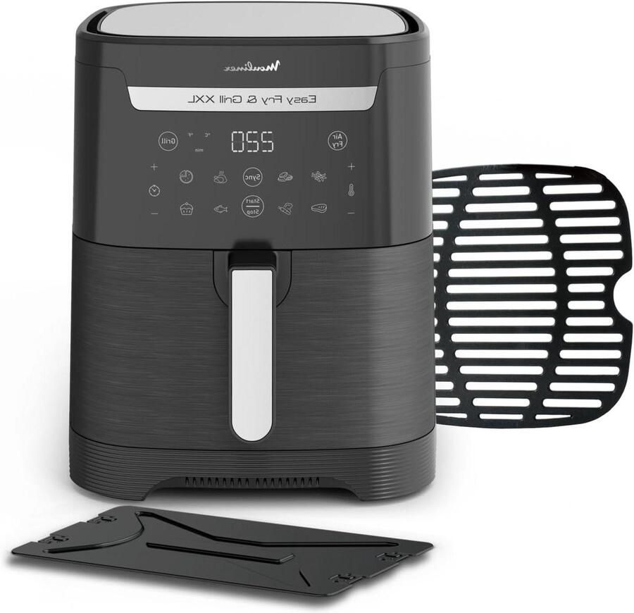 Luchtfriteuse Grill Airfryer XXL Gezond Koken 2 Maaltijden Tegelijk 65 L Zwart