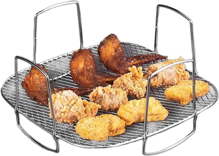 Luchtfriteuse Grill Kookrek Oven Gelijkmatig Koken Roestvrij Staal 20 x 20 cm Zilver