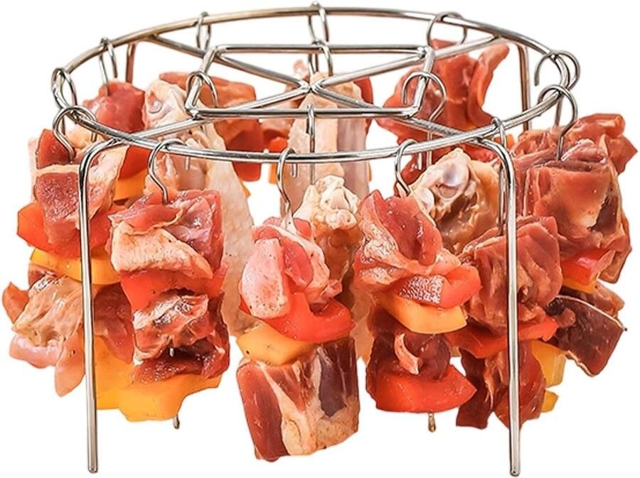 Luchtfriteuse Grill Spieshouder Gelijkmatig Grillen 24 Spies Posities 16 cm Diameter Meerkleurig