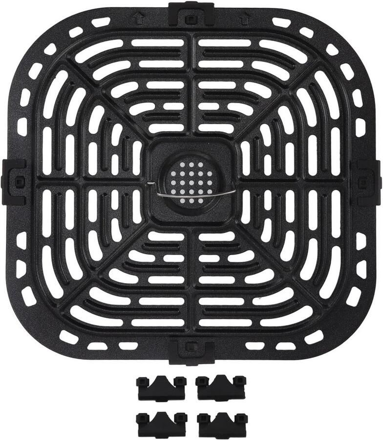 Luchtfriteuse Grillpan Vervangende Plaat Gezond Koken Voedselkwaliteit Roestvrij Staal 9.4 x 9 Inch Zilver