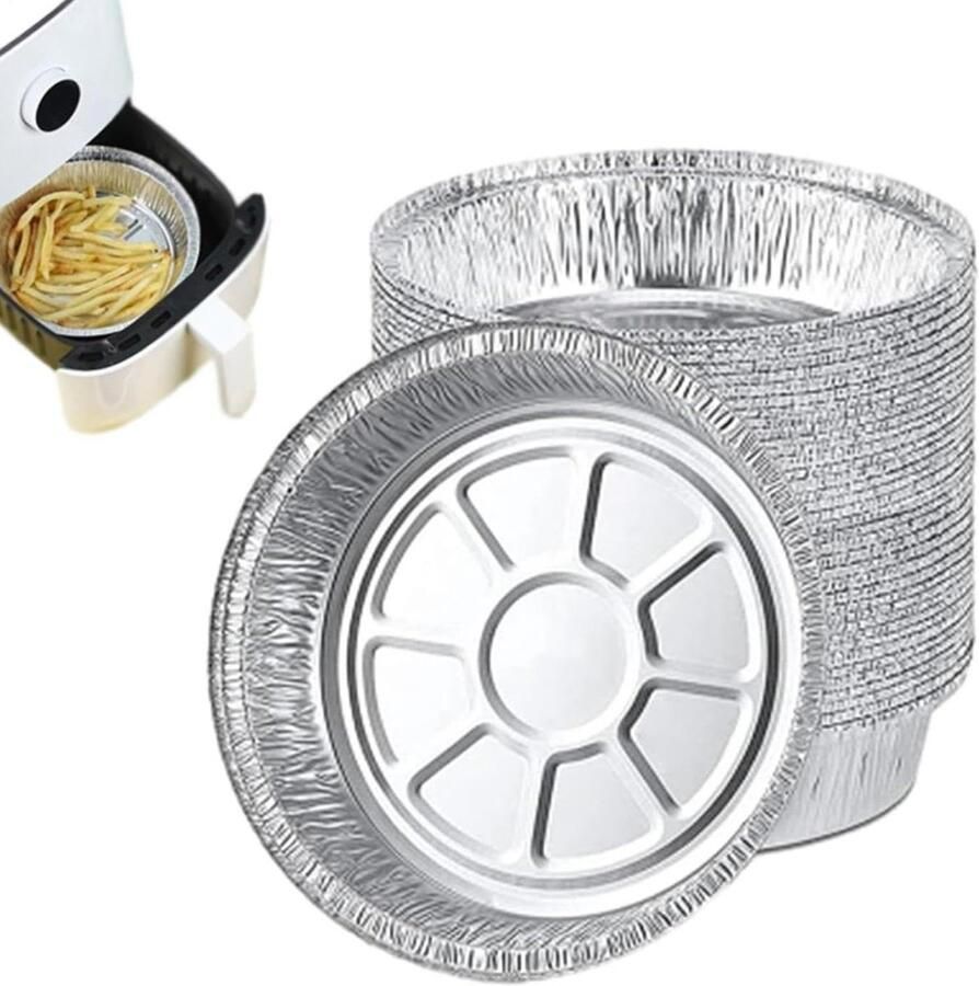 Luchtfriteuse Inzetstukken Airfryer Vellen Eten Bereiden Antiaanbaklaag 50 Stuks Aluminiumkleurig