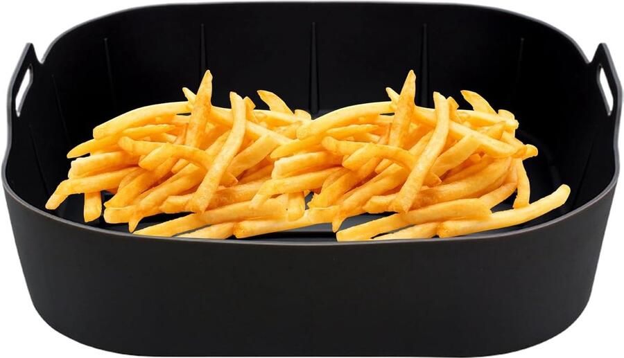 Luchtfriteuse Inzetstukken Siliconen Bakmat Gezonder Koken 3D Vet Afvoer 22.3 cm Zwart