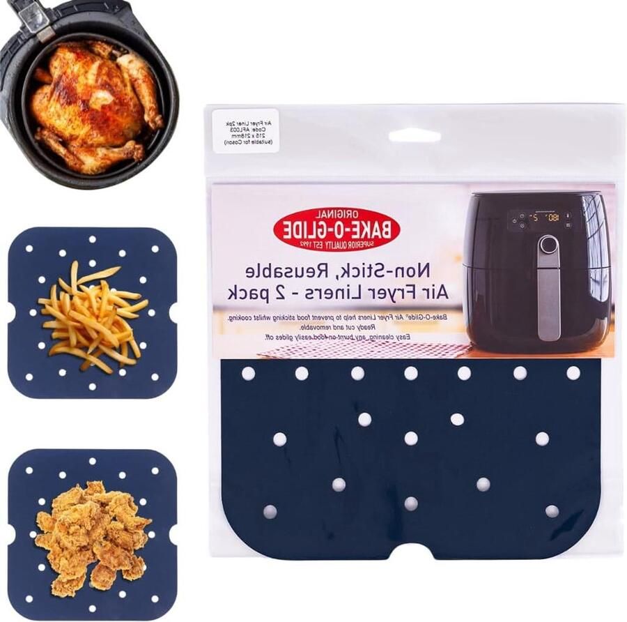 Luchtfriteuse Liner Airfryer Bakmat Voorkomt aanbakken Herbruikbaar en hittebestendig 215 x 218mm Blauw