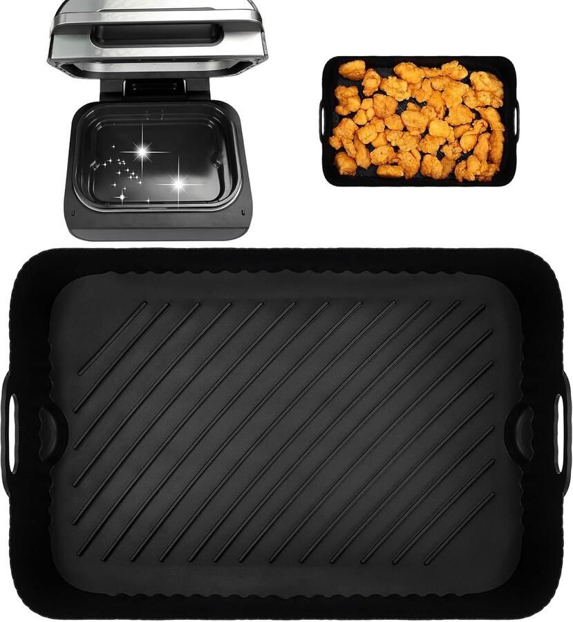 Luchtfriteuse Liners voor Ninja AG551UK AG551UKCP Air Fryer Siliconen Accessoires voor Ninja Foodi MAX Health Grill & Airfryer 5 7L (zwart)