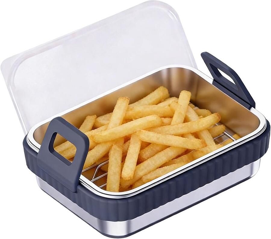 Luchtfriteuse Mand Airfryer Bakvorm Knapperig Bakken Voedselveilig Materiaal 21 x 16 x 5.6 cm Grijs