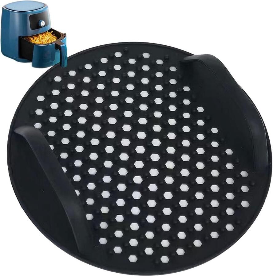 Luchtfriteuse Mandmatten Bakplaat Pot Veilig Koken Herbruikbaar Siliconen 17x17x3.3cm Zwart