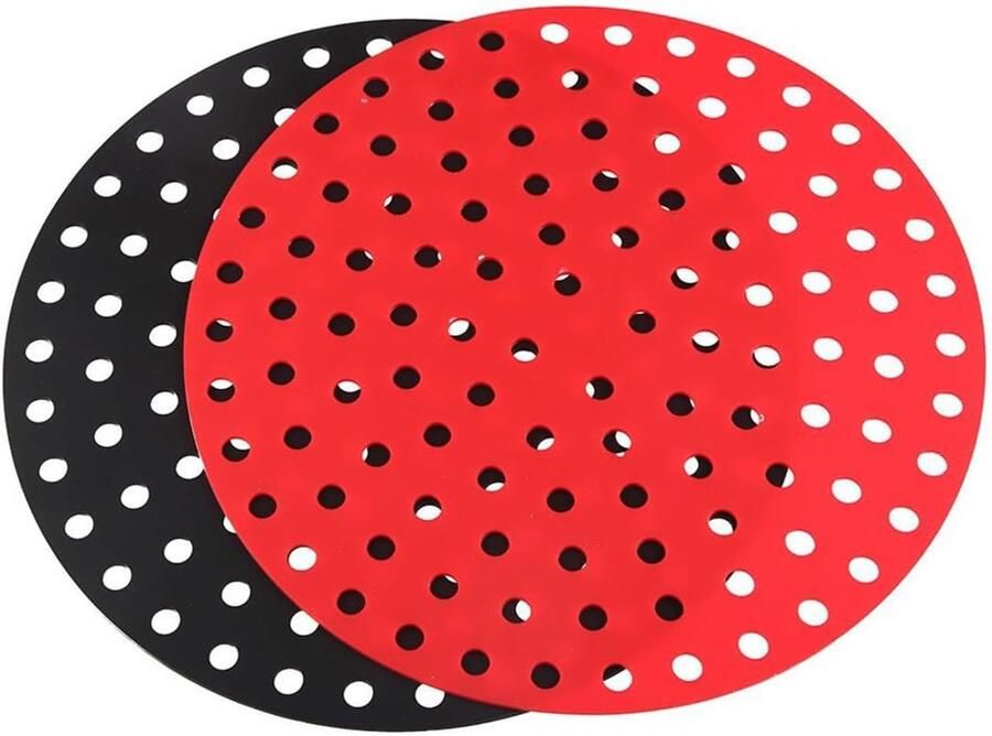 Luchtfriteuse Matten Bakmatten Siliconen Veelzijdig Koken Herbruikbaar Anti-aanbak 225 cm Rond Rood