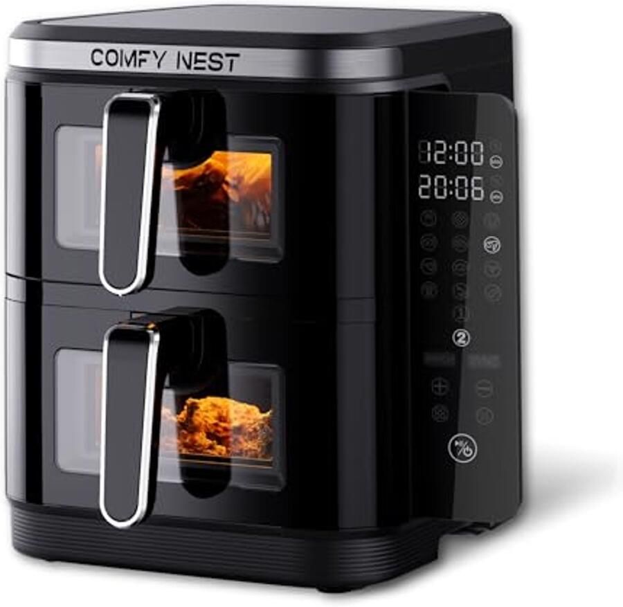 Luchtfriteuse met dubbele mand 11L 12 kookprogramma's en LED-touchscreen