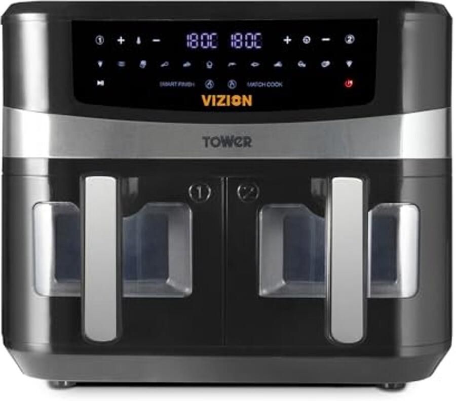 Luchtfriteuse met dubbele mand 9L en digitaal bedieningspaneel 10 voorinstellingen