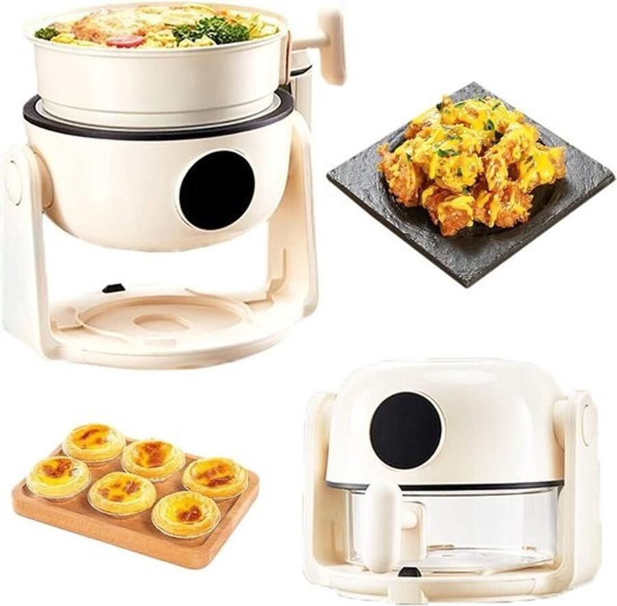 Luchtfriteuse met Kijkvenster Heteluchtfriteuse Dubbele Modus Compact Koken Panoramisch Glazen Pot
