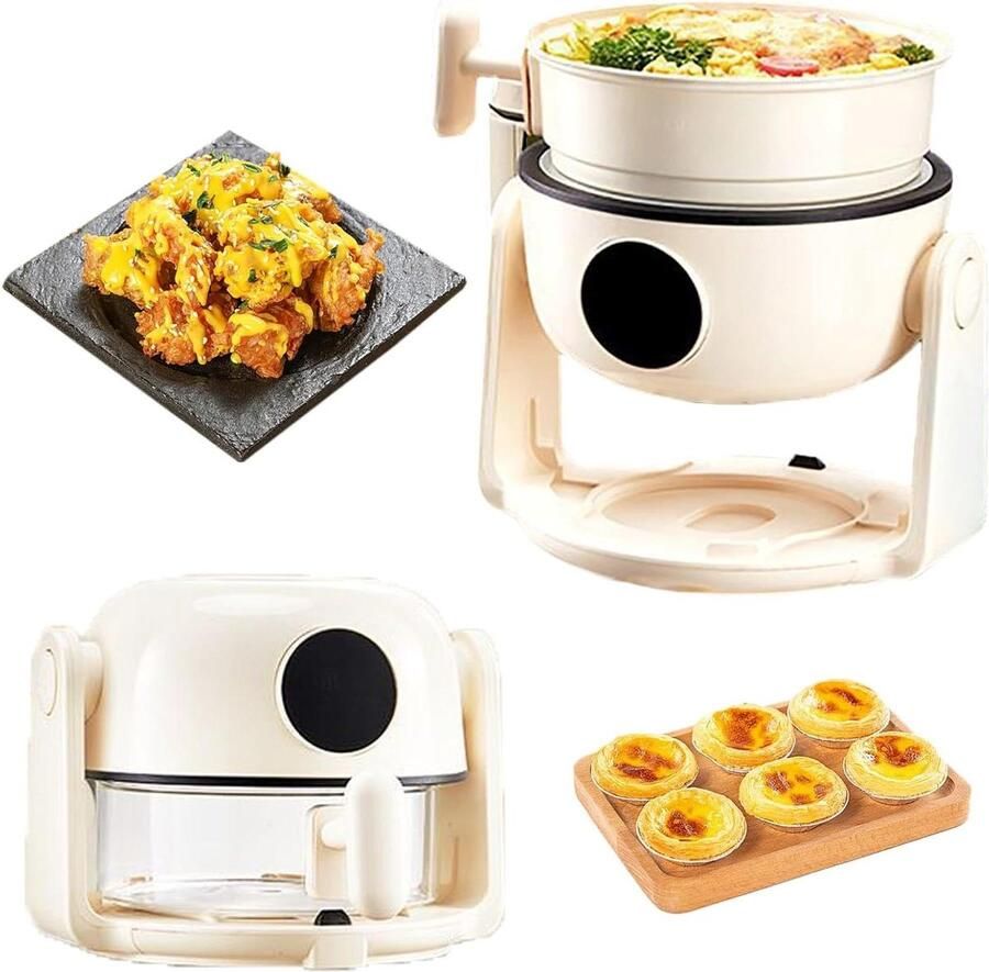 Luchtfriteuse met Kijkvenster Heteluchtfriteuse Dubbele Modus Compact Koken Panoramisch Glazen Pot